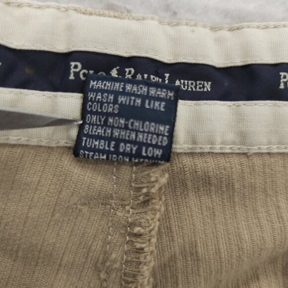 POLO RALPH LAUREN Andrew Corduroy Pants Beige 100% Cotton Pleated Size 36x32 - Picture 9 of 10